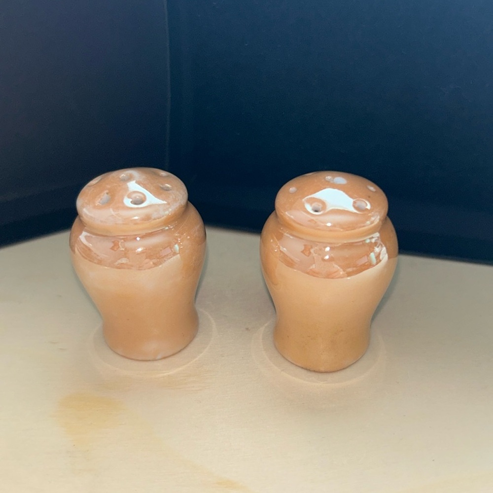 Vintage Lusterware Salt Pepper Shaker Set Glossy